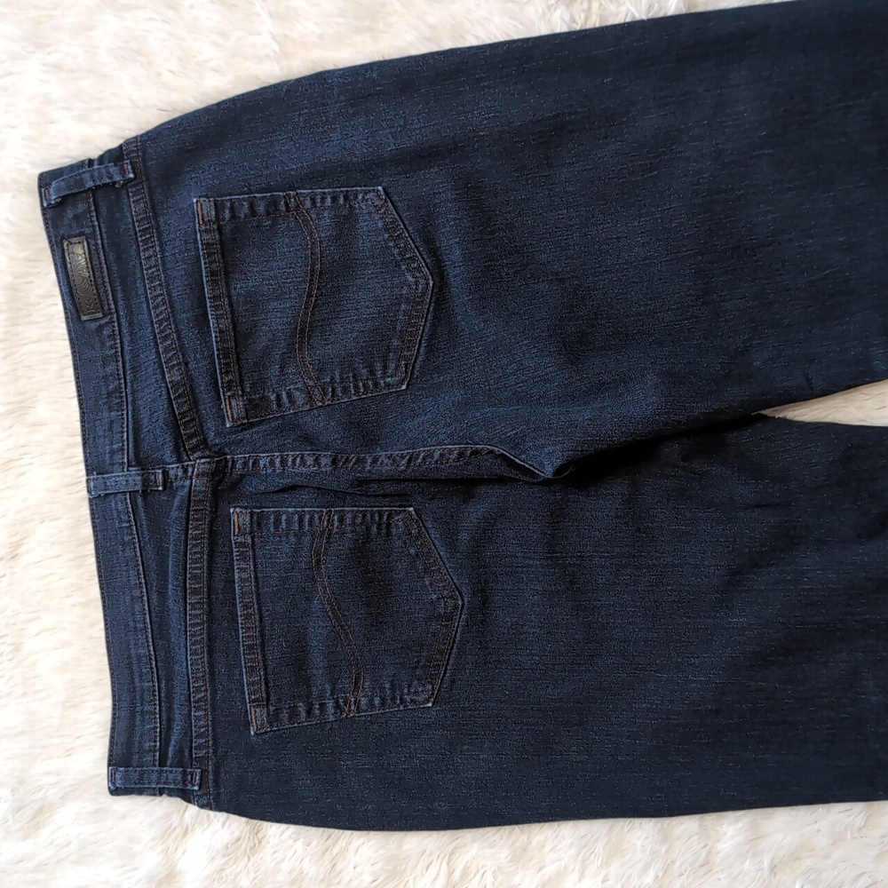 Lee Denim Dark Wash High Waisted Straight Leg Classic Retro Blue Jeans - Picture 6 of 12